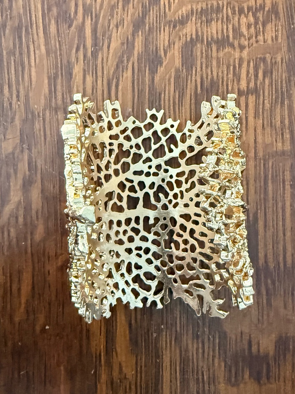 Gold Coral Lace Statement Cuff Bracelet - Picture 4 of 7